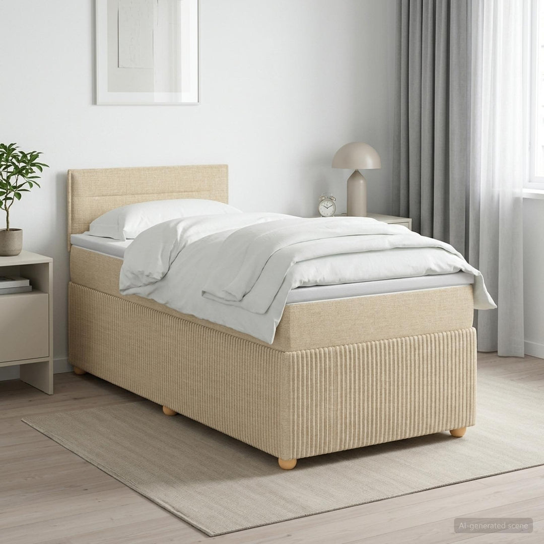 Boxmadras med topmadras Cremefarvet 100 x 200 cm Stof
