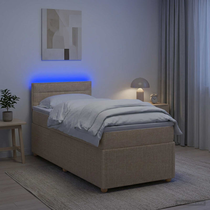 Boxmadras med topmadras Cremefarvet 80 x 200 cm Stof