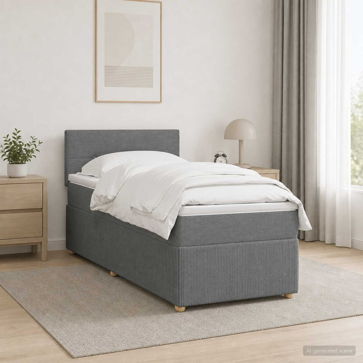 Boxmadras med topmadras Mørkegrå 80 x 200 cm Stof