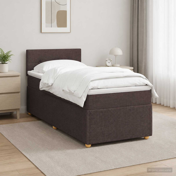 Boxmadras med topmadras Mørk Brun 90 x 190 cm Stof
