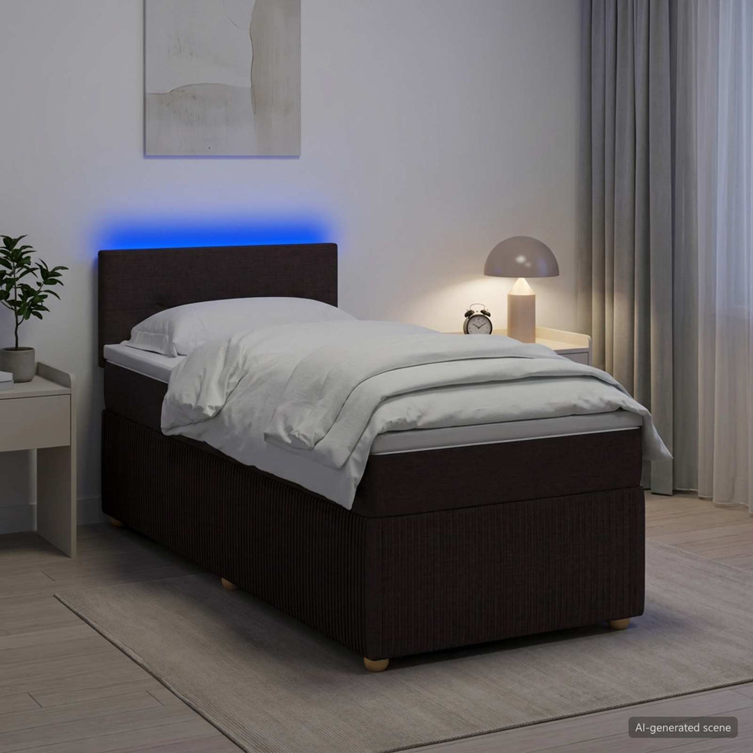Boxmadras med topmadras Mørk Brun 80 x 200 cm Stof