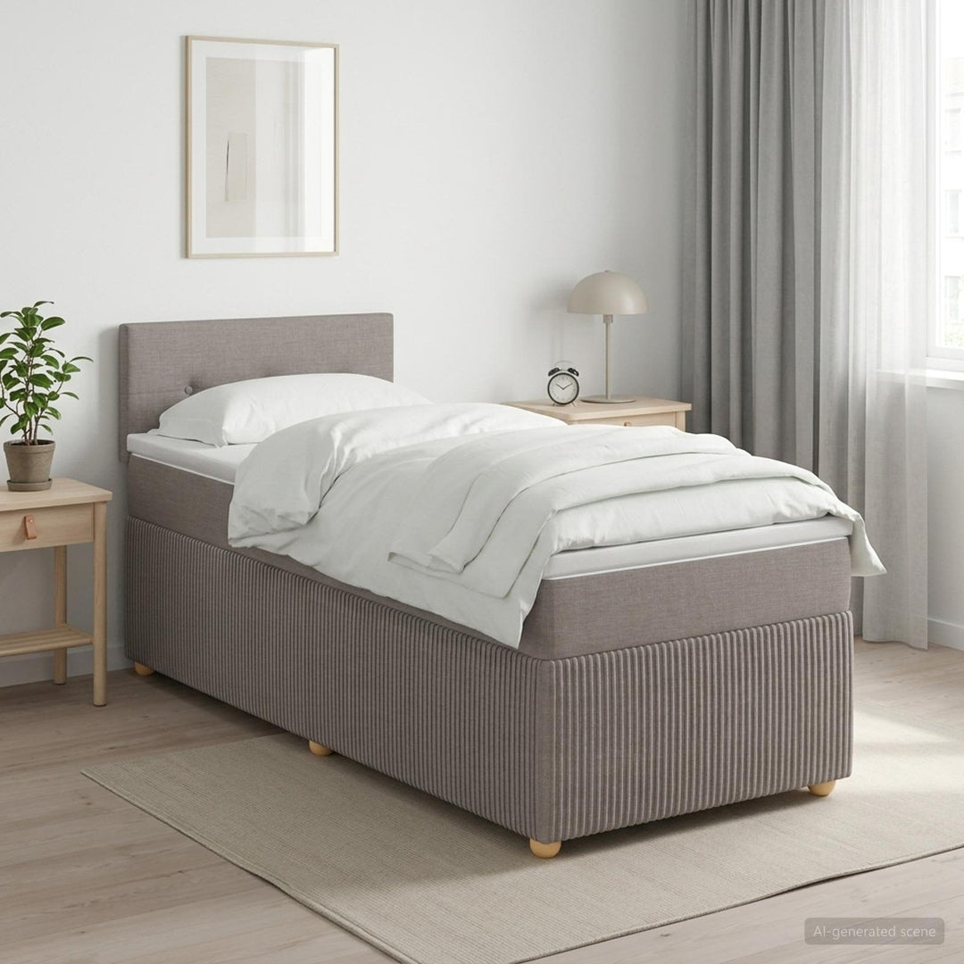 Boxmadras med topmadras Gråbrun 100 x 200 cm Stof