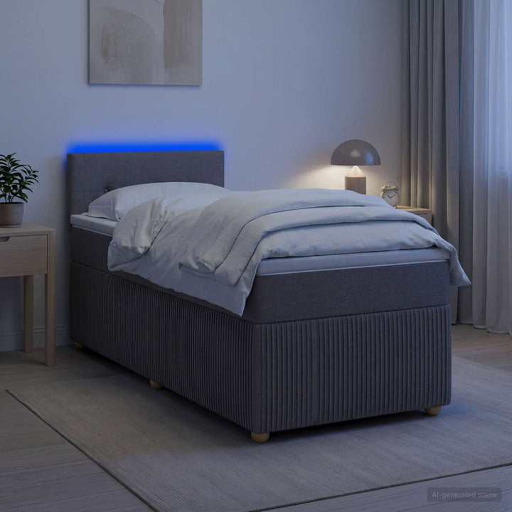 Boxmadras med topmadras Gråbrun 100 x 200 cm Stof