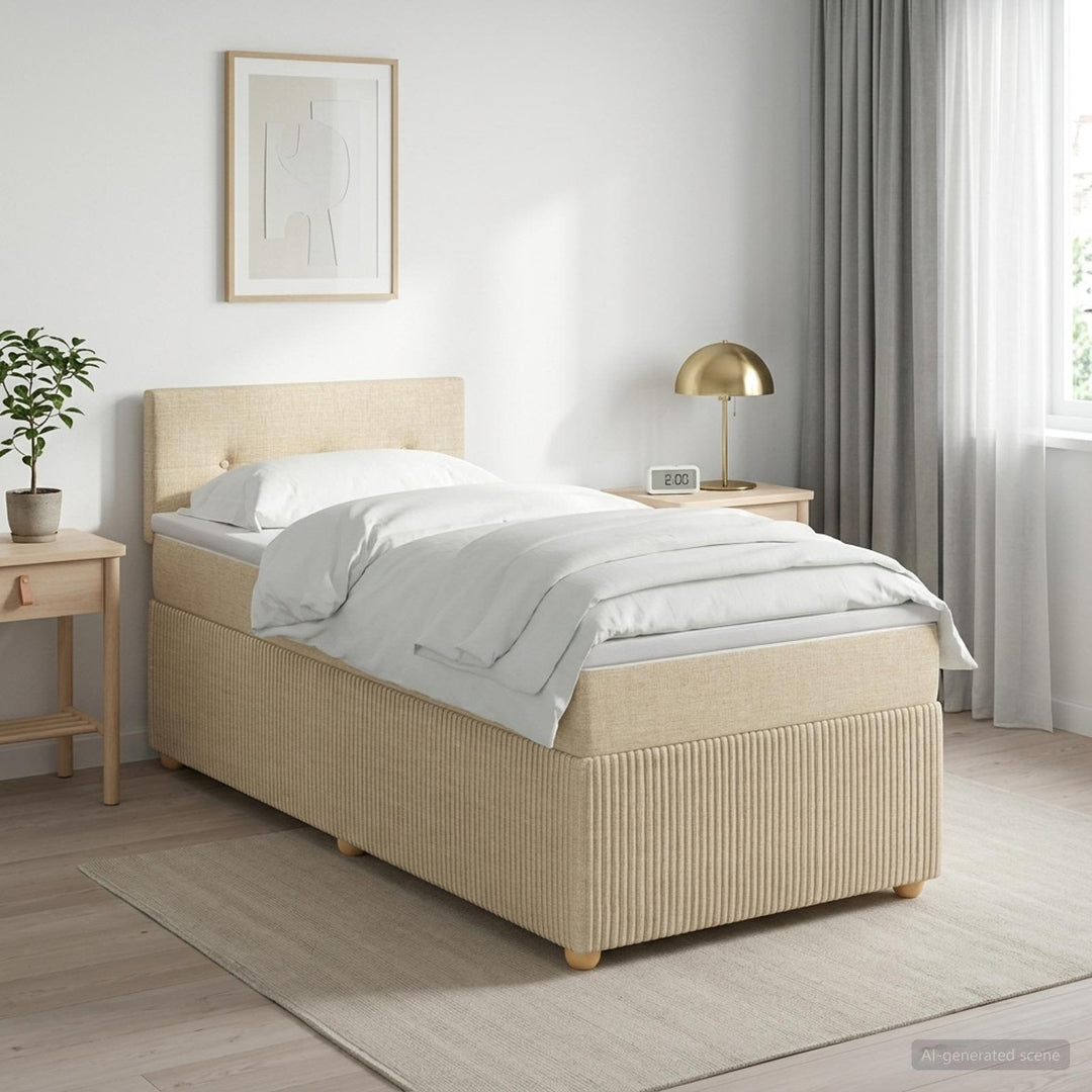 Boxmadras med topmadras Cremefarvet 100 x 200 cm Stof