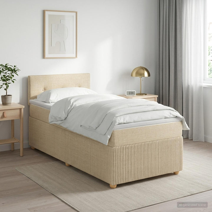 Boxmadras med topmadras Cremefarvet 100 x 200 cm Stof