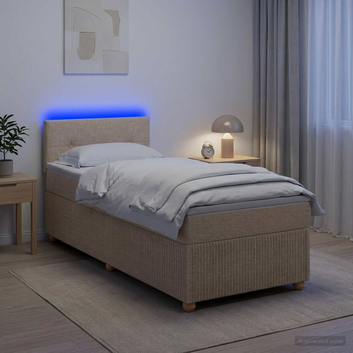 Boxmadras med topmadras Cremefarvet 100 x 200 cm Stof