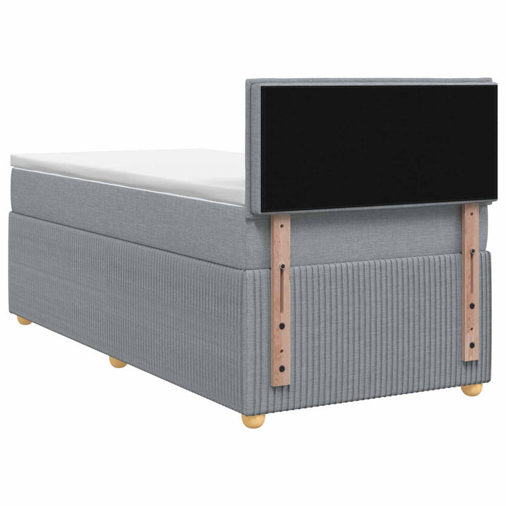 Boxmadras med topmadras med hovedgærde Lysegrå 80 x 200 cm Stof
