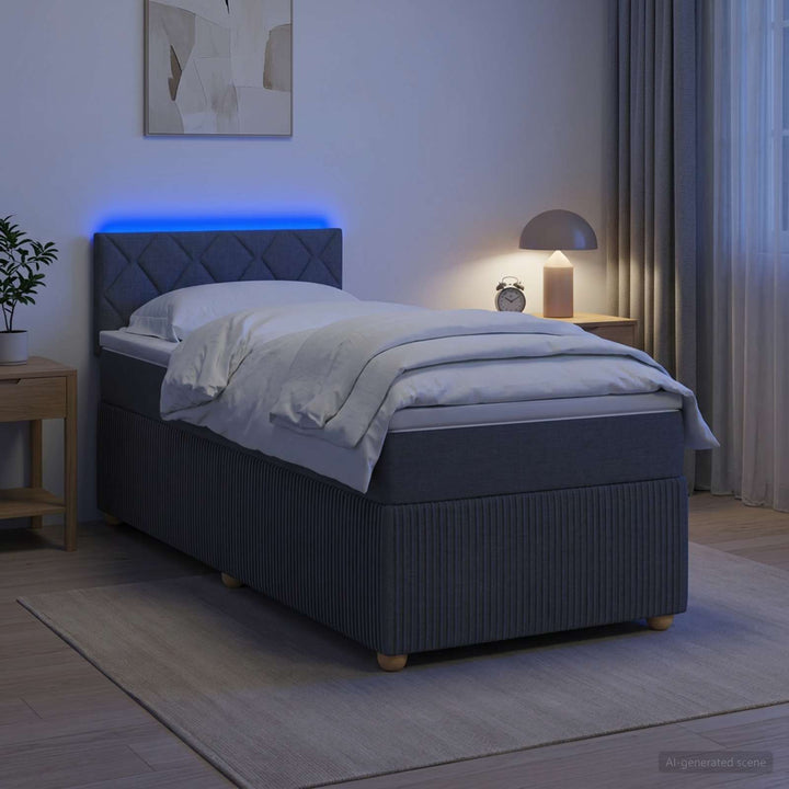 Boxmadras med topmadras Mørkegrå 100 x 200 cm Stof
