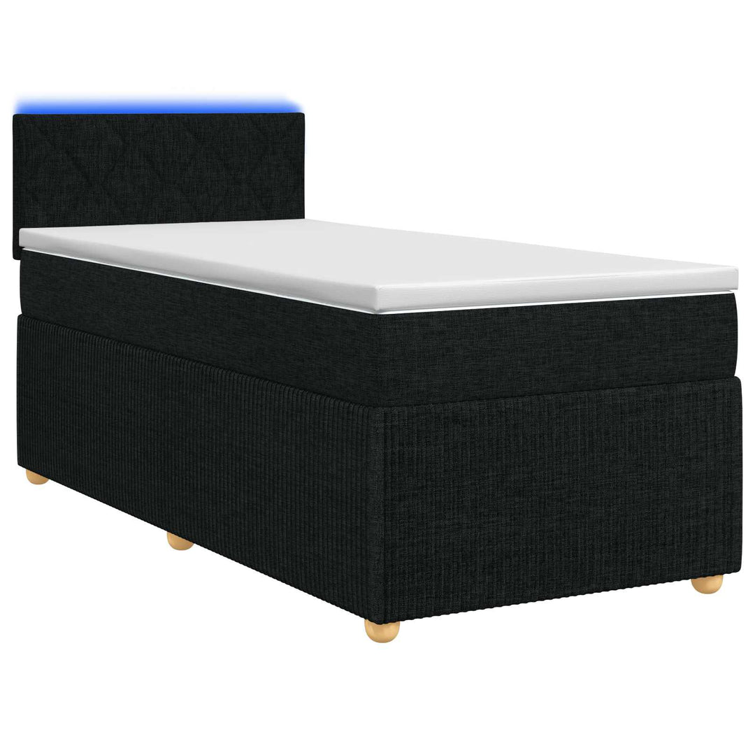 Boxmadras med topmadras med hovedgærde Sort 80 x 200 cm Stof