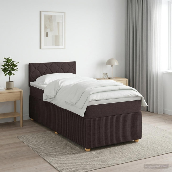 Boxmadras med topmadras Mørk Brun 100 x 200 cm Stof