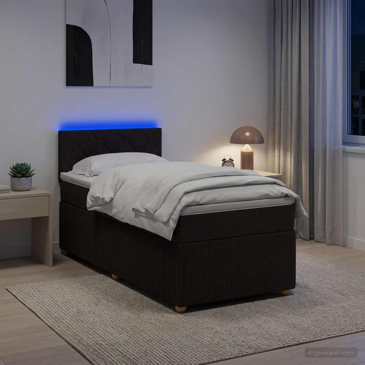 Boxmadras med topmadras Mørk Brun 100 x 200 cm Stof
