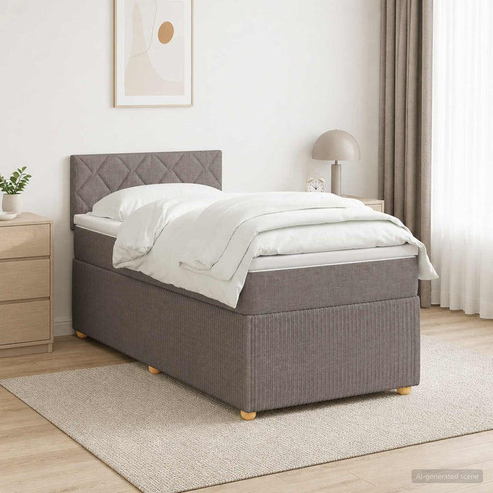 Boxmadras med topmadras Gråbrun 100 x 200 cm Stof