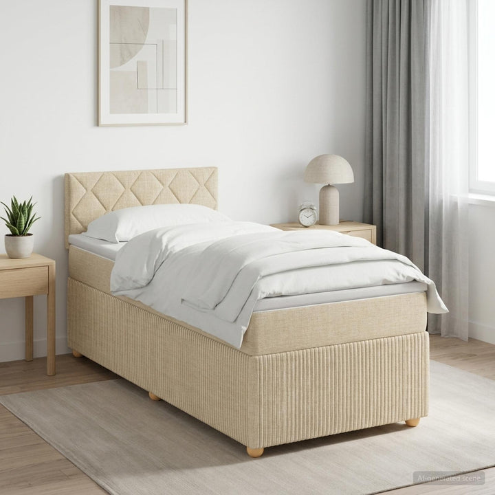 Boxmadras med topmadras Cremefarvet 80 x 200 cm Stof