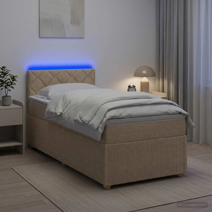 Boxmadras med topmadras Cremefarvet 80 x 200 cm Stof