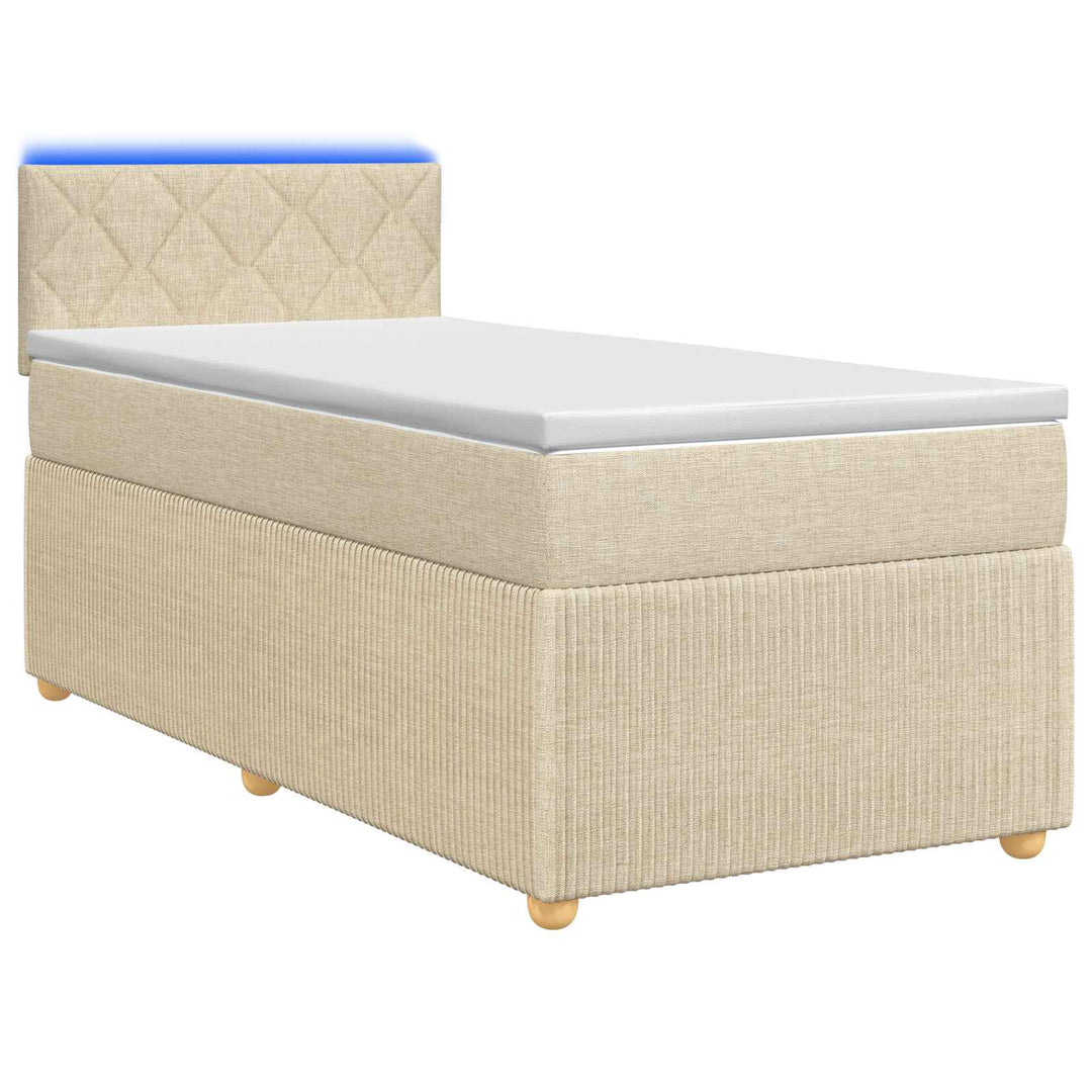 Boxmadras med topmadras Cremefarvet 80 x 200 cm Stof