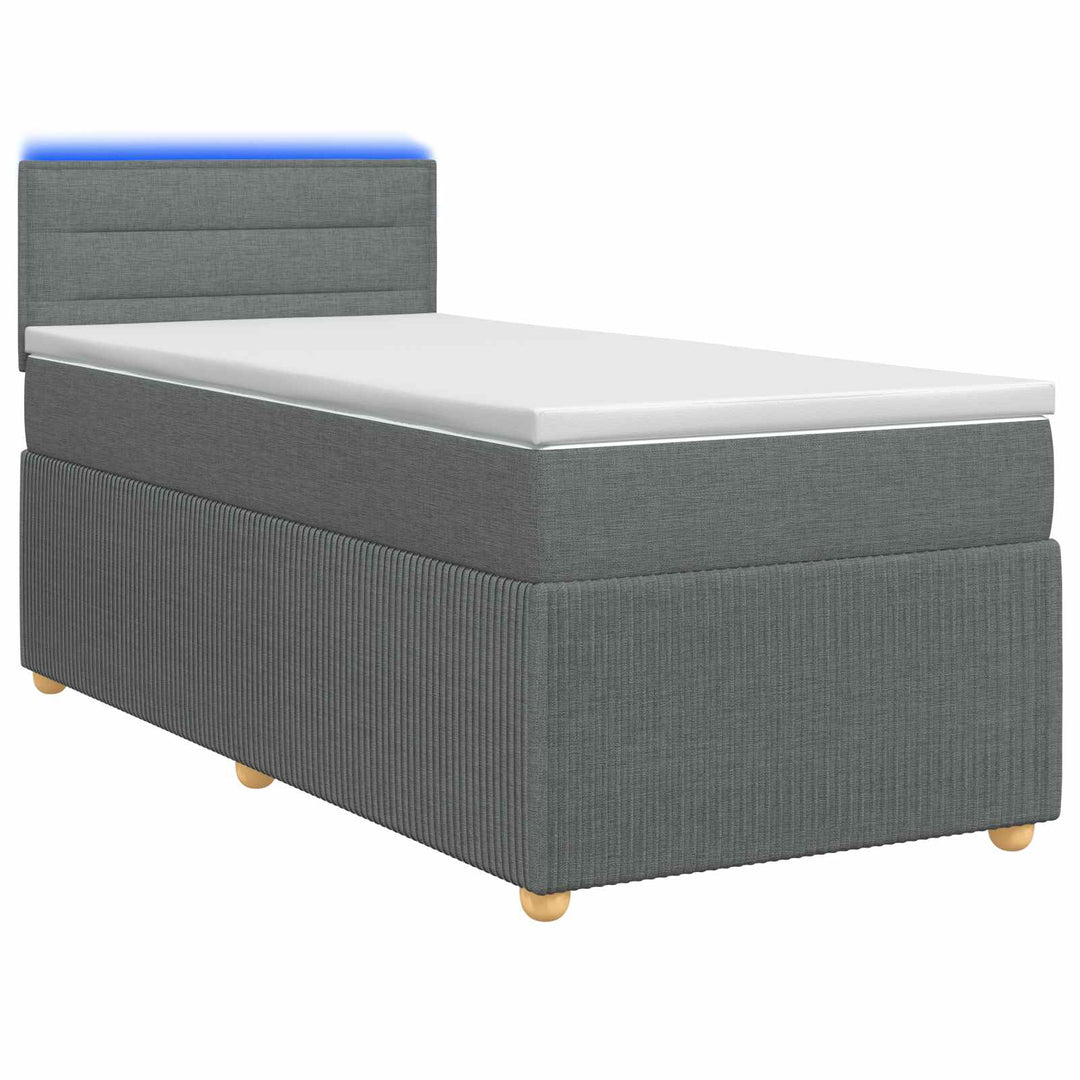 Boxmadras med topmadras Mørkegrå 90 x 190 cm Stof