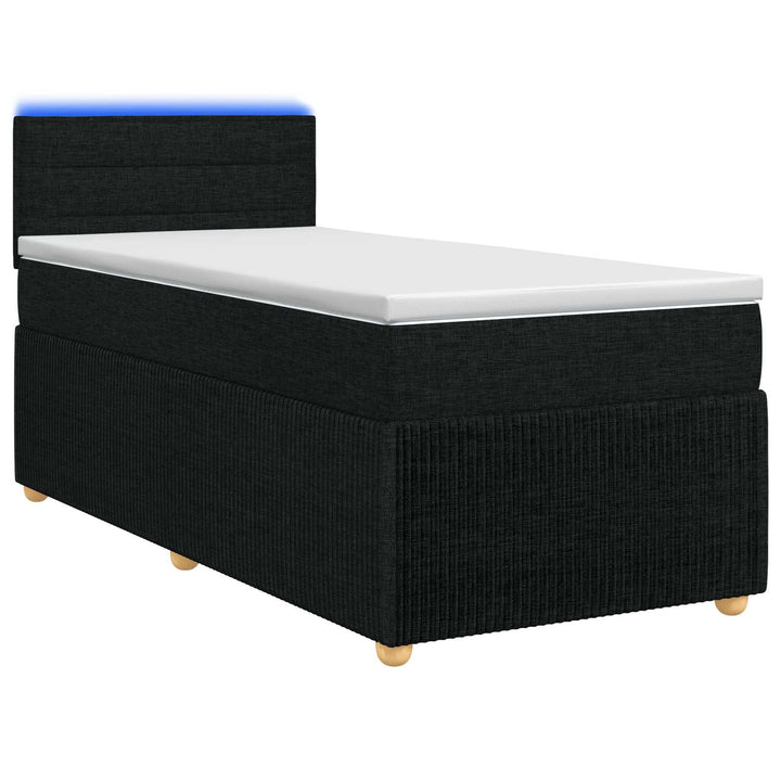Boxmadras med topmadras med hovedgærde Sort 90 x 190 cm Stof