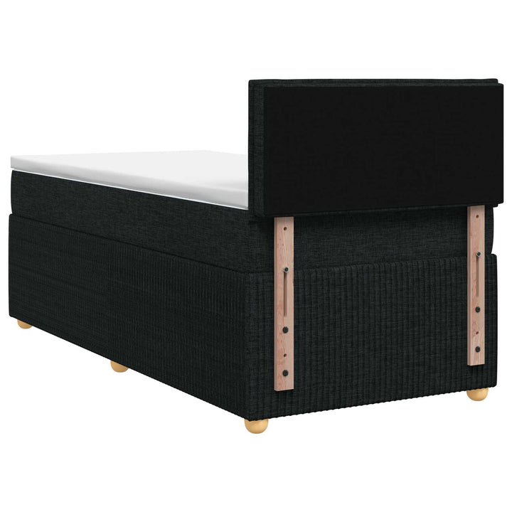Boxmadras med topmadras med hovedgærde Sort 90 x 190 cm Stof