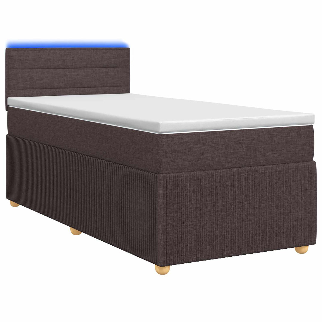 Boxmadras med topmadras Mørk Brun 90 x 190 cm Stof