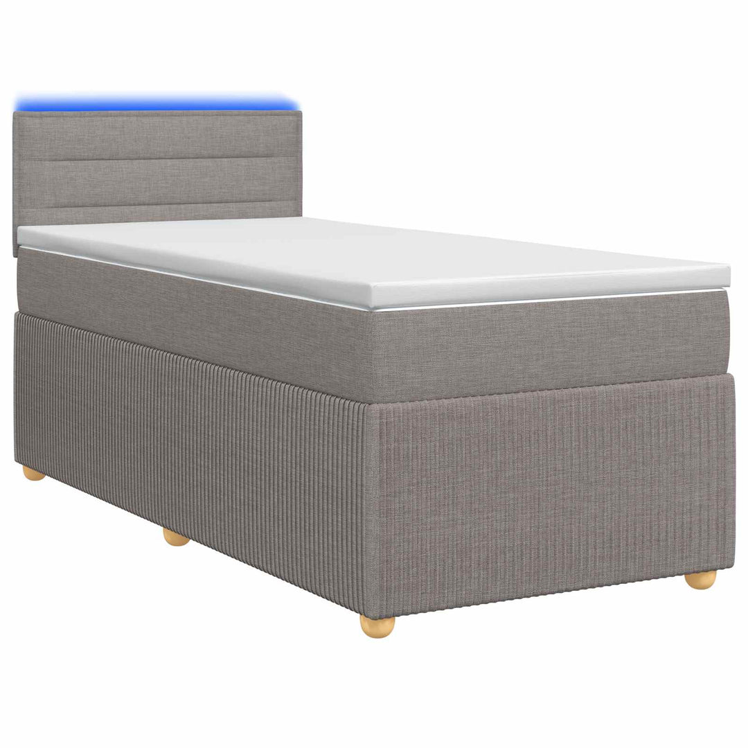 Boxmadras med topmadras med hovedgærde Gråbrun 90 x 190 cm Stof