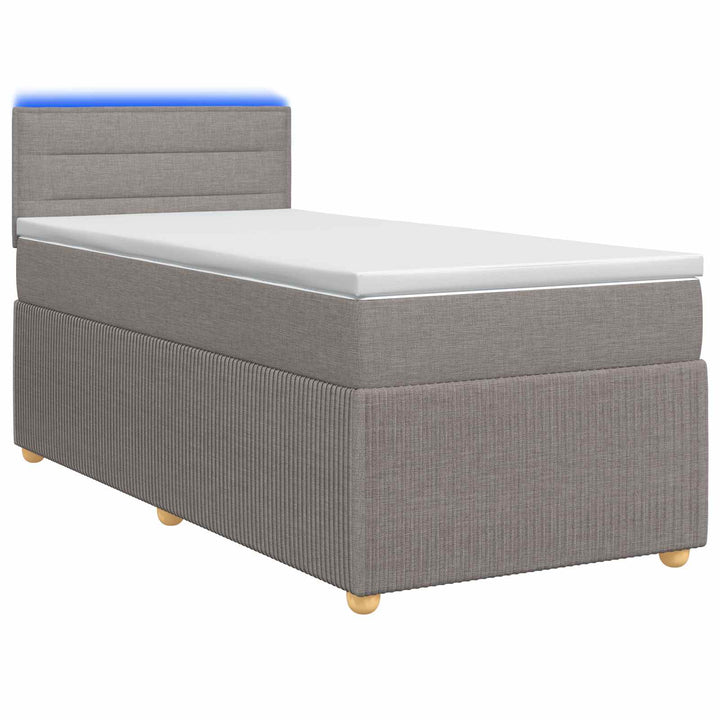Boxmadras med topmadras med hovedgærde Gråbrun 90 x 190 cm Stof