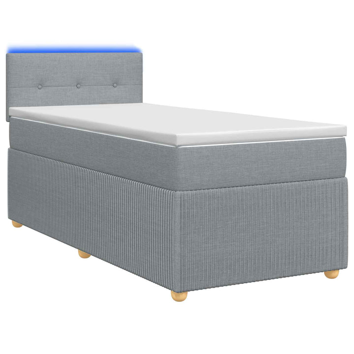 Boxmadras med topmadras med hovedgærde Lysegrå 90 x 190 cm Stof