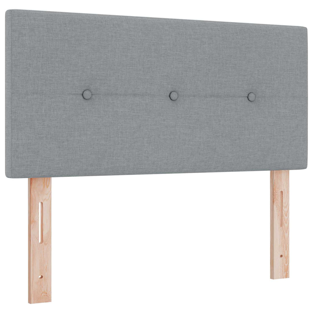 Boxmadras med topmadras med hovedgærde Lysegrå 90 x 190 cm Stof