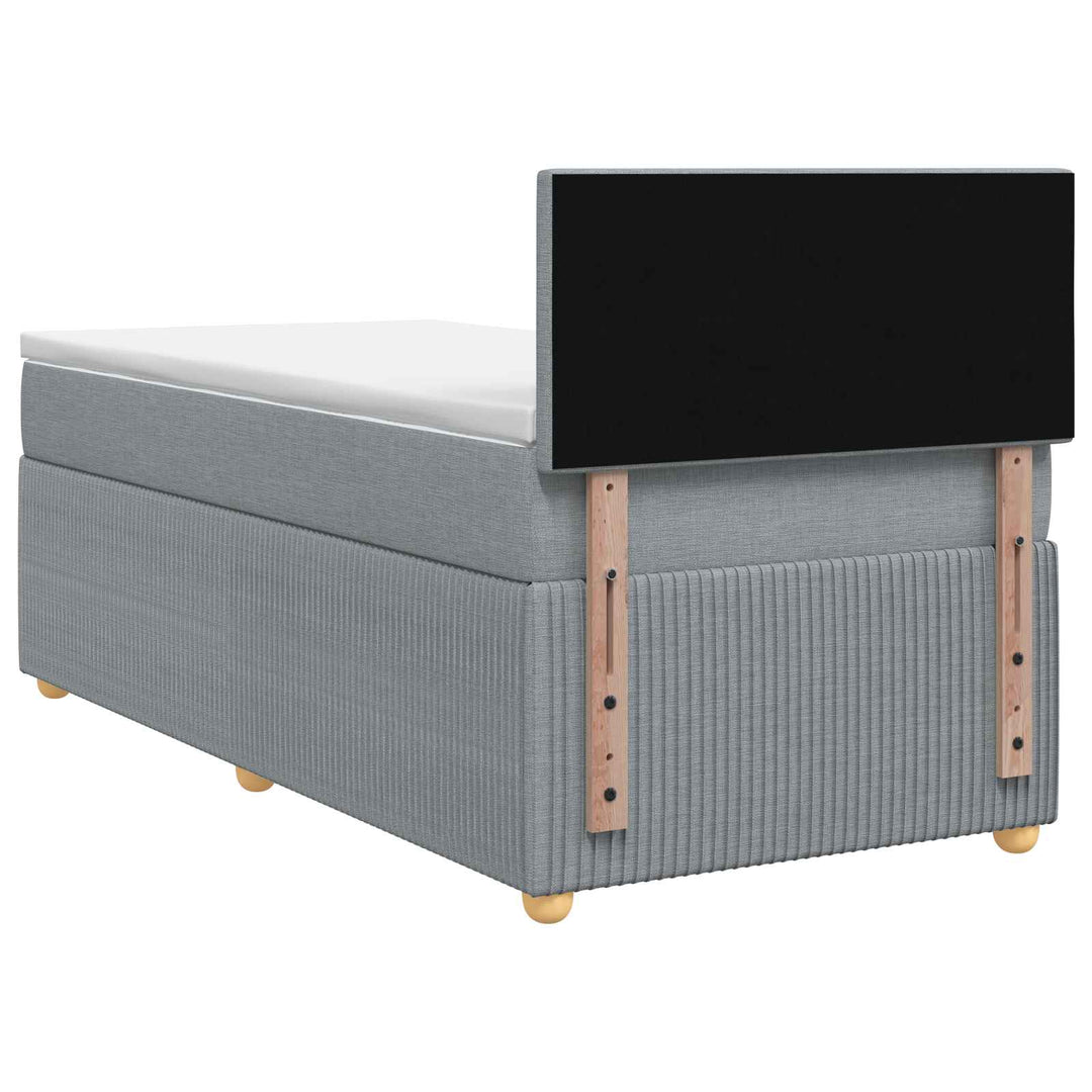Boxmadras med topmadras med hovedgærde Lysegrå 90 x 190 cm Stof