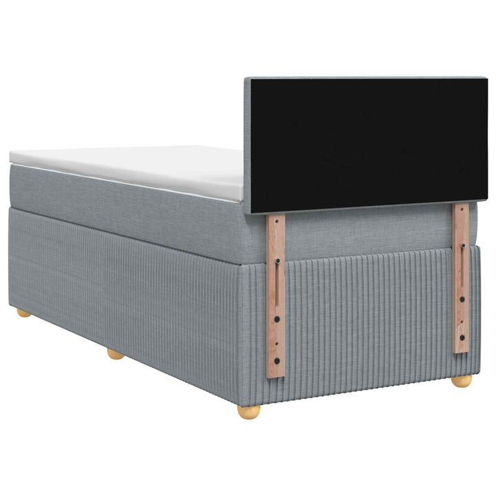 Boxmadras med topmadras med hovedgærde Lysegrå 90 x 190 cm Stof