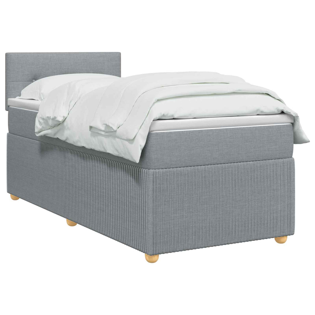 Boxmadras med topmadras med hovedgærde Lysegrå 90 x 190 cm Stof