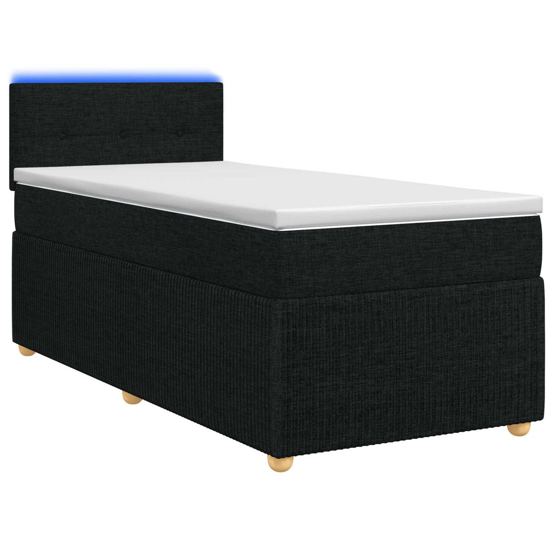 Boxmadras med topmadras med hovedgærde Sort 90 x 190 cm Stof