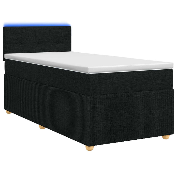 Boxmadras med topmadras med hovedgærde Sort 90 x 190 cm Stof