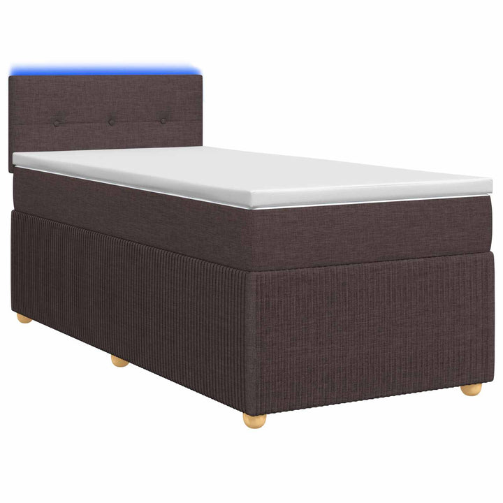 Boxmadras med topmadras Mørk Brun 90 x 190 cm Stof