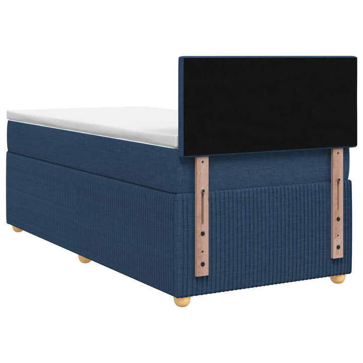Boxmadras med topmadras med hovedgærde Blå 90 x 190 cm Stof