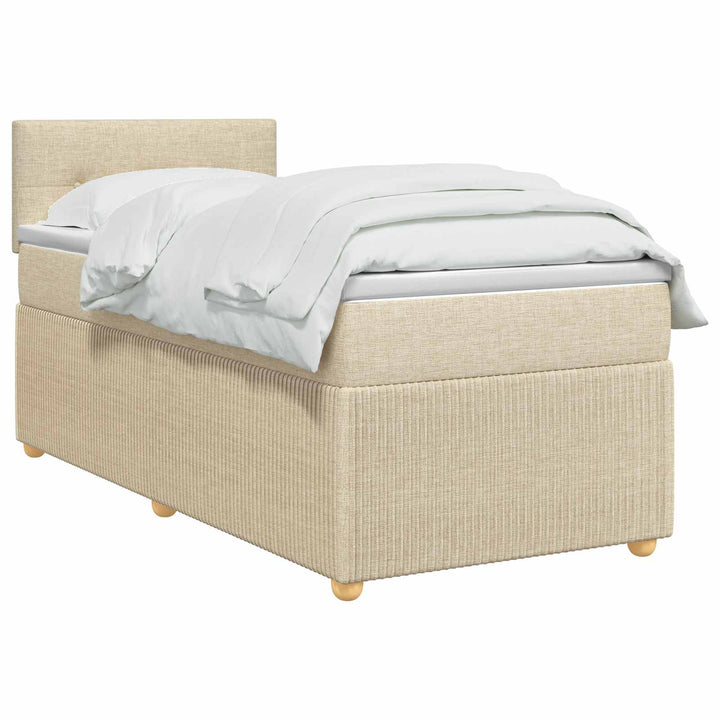 Boxmadras med topmadras Cremefarvet 90 x 200 cm Stof