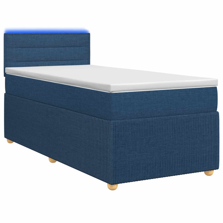 Boxmadras med topmadras med hovedgærde Blå 100 x 200 cm Stof