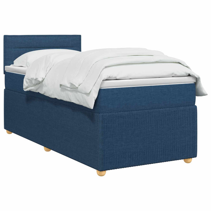 Boxmadras med topmadras med hovedgærde Blå 100 x 200 cm Stof