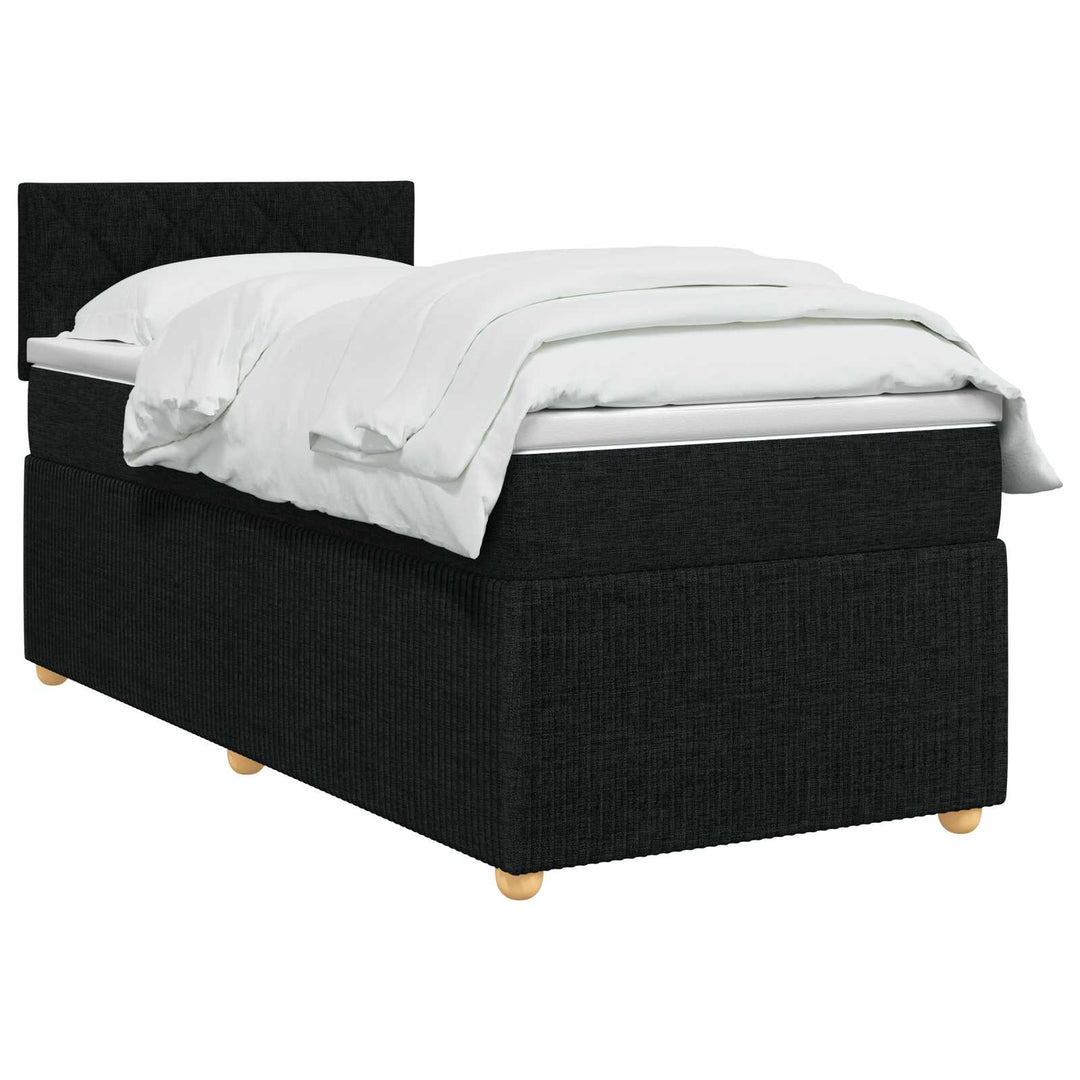 Boxmadras med topmadras med hovedgærde Sort 100 x 200 cm Stof