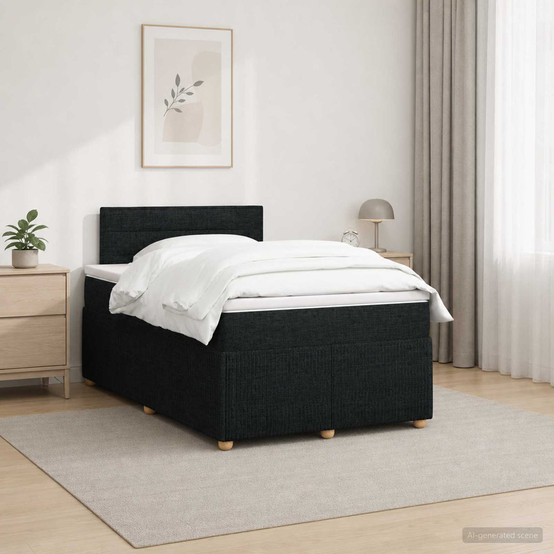 Boxmadras med topmadras med hovedgærde Sort 120 x 190 cm Stof