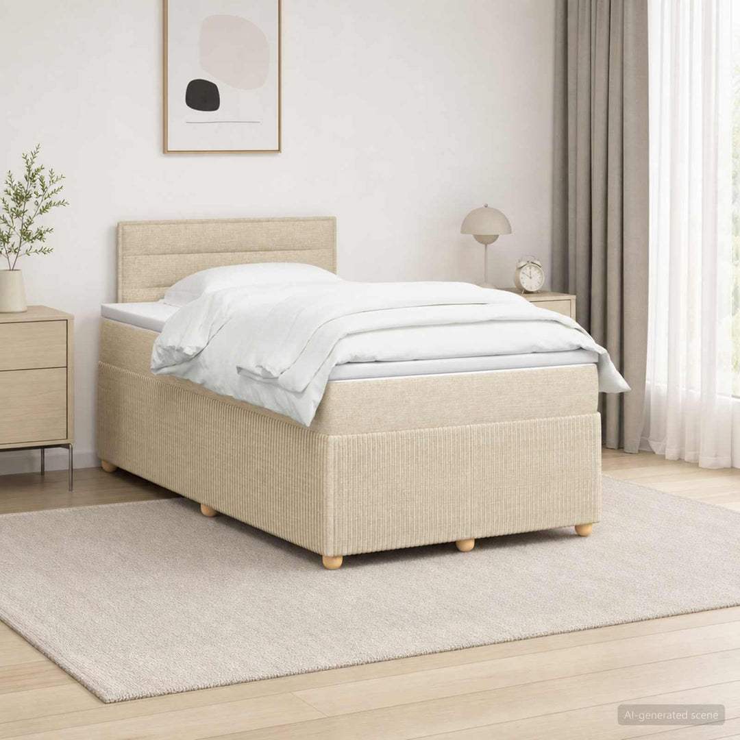 Boxmadras med topmadras Cremefarvet 120 x 190 cm Stof