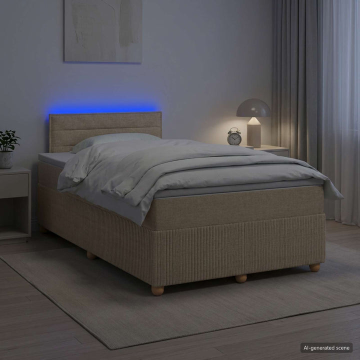 Boxmadras med topmadras Cremefarvet 120 x 200 cm Stof
