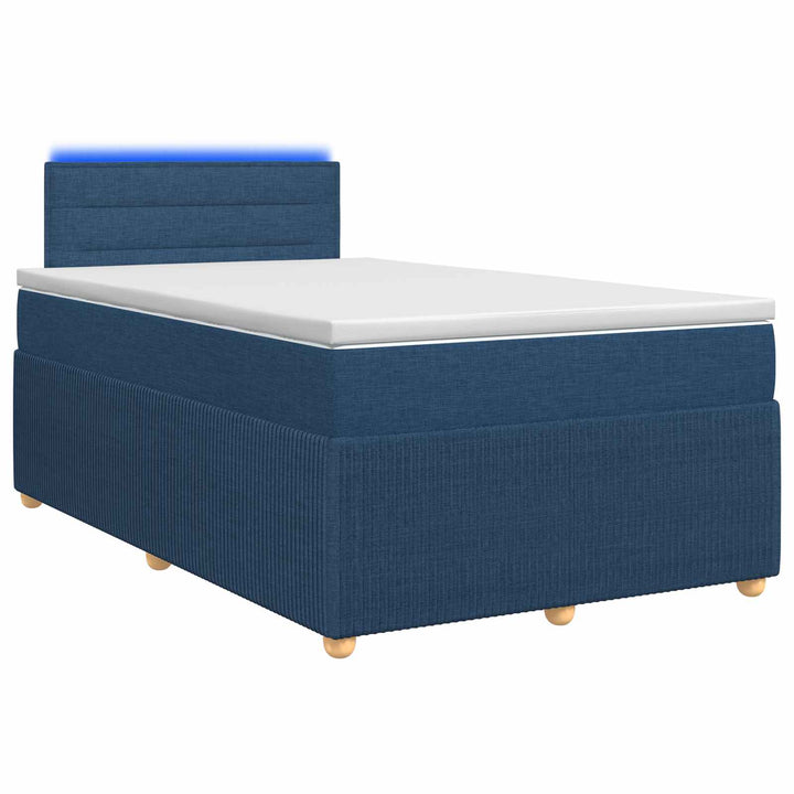 Boxmadras med topmadras med hovedgærde Blå 120 x 190 cm Stof
