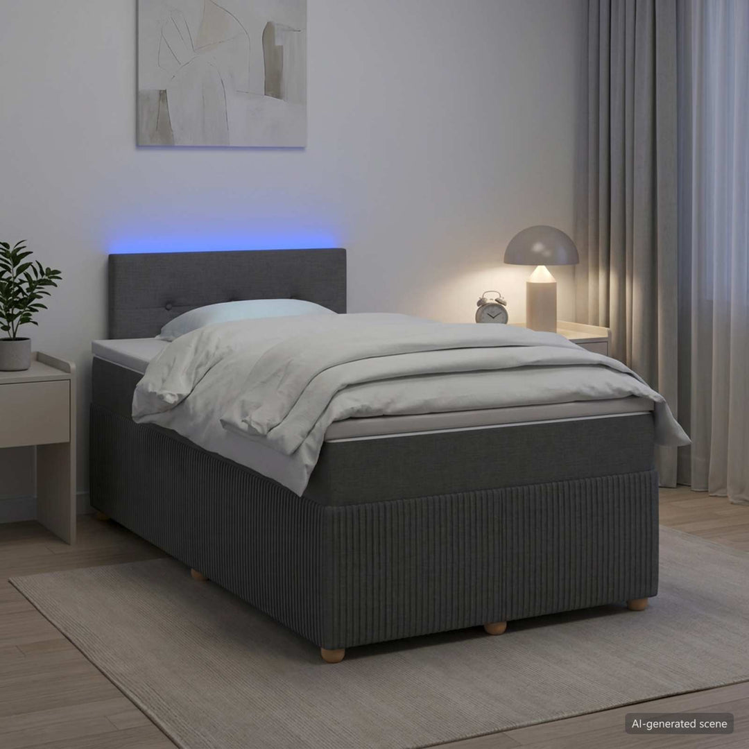 Boxmadras med topmadras Mørkegrå 120 x 190 cm Stof
