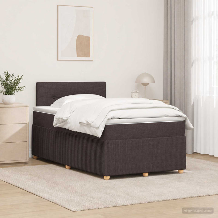 Boxmadras med topmadras Mørk Brun 120 x 190 cm Stof