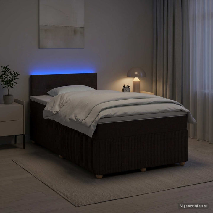 Boxmadras med topmadras Mørk Brun 120 x 190 cm Stof