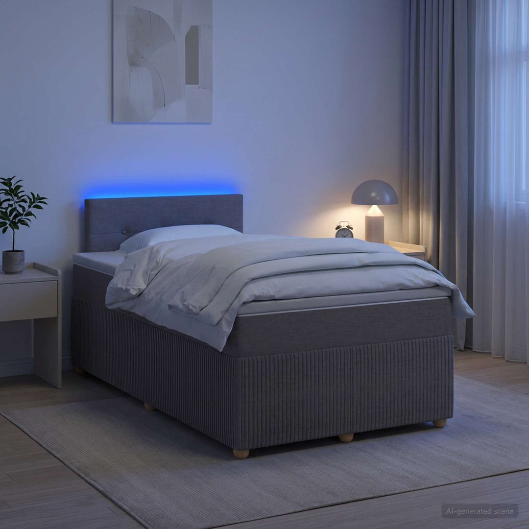 Boxmadras med topmadras Gråbrun 120 x 200 cm Stof