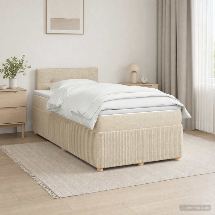 Boxmadras med topmadras Cremefarvet 120 x 190 cm Stof