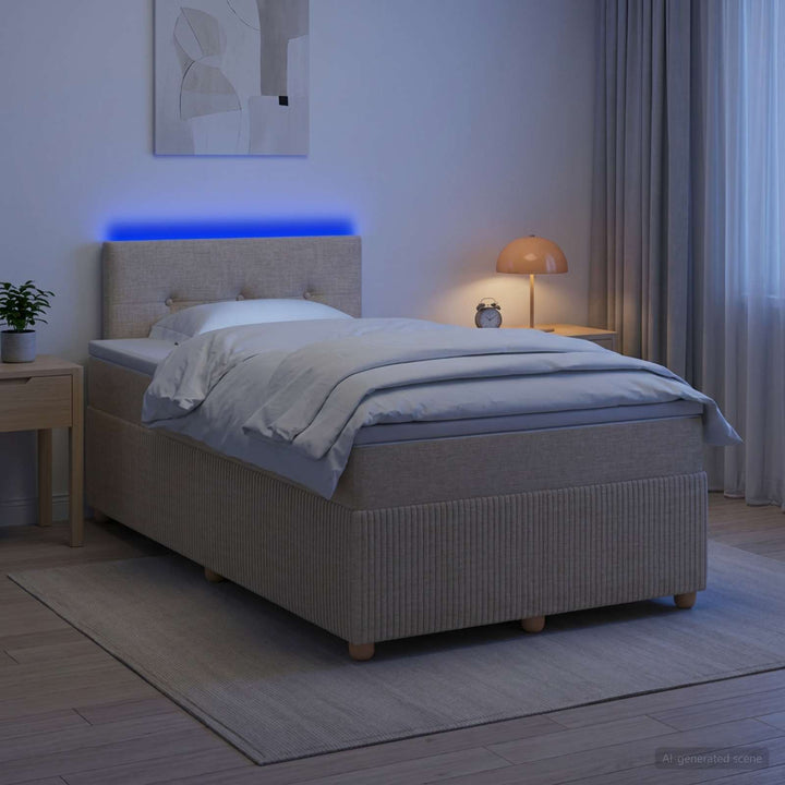Boxmadras med topmadras Cremefarvet 120 x 200 cm Stof