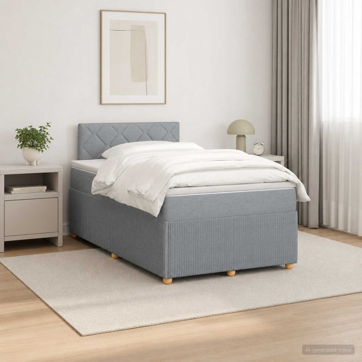 Boxmadras med topmadras Lysegrå 120 x 190 cm Stof