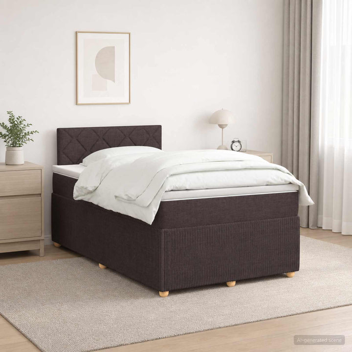 Boxmadras med topmadras Mørk Brun 120 x 200 cm Stof